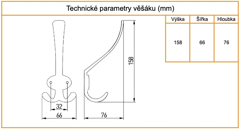 Nabytkovy vesak Crona velky tabulka